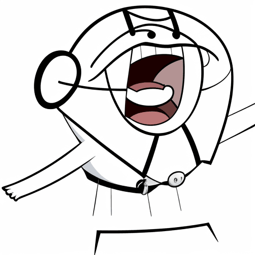 AI generated: Hanger, big smile, lines cartoon, anime
