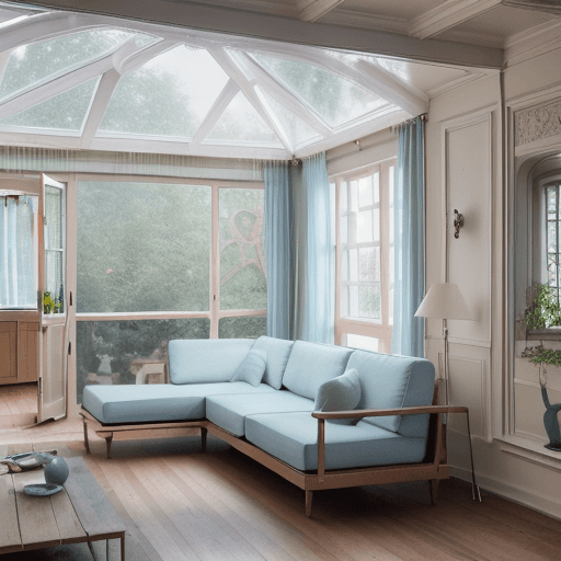 AI generated: High resolution photography interior design, dreamy sunken living room conversation pit, wooden floo...
