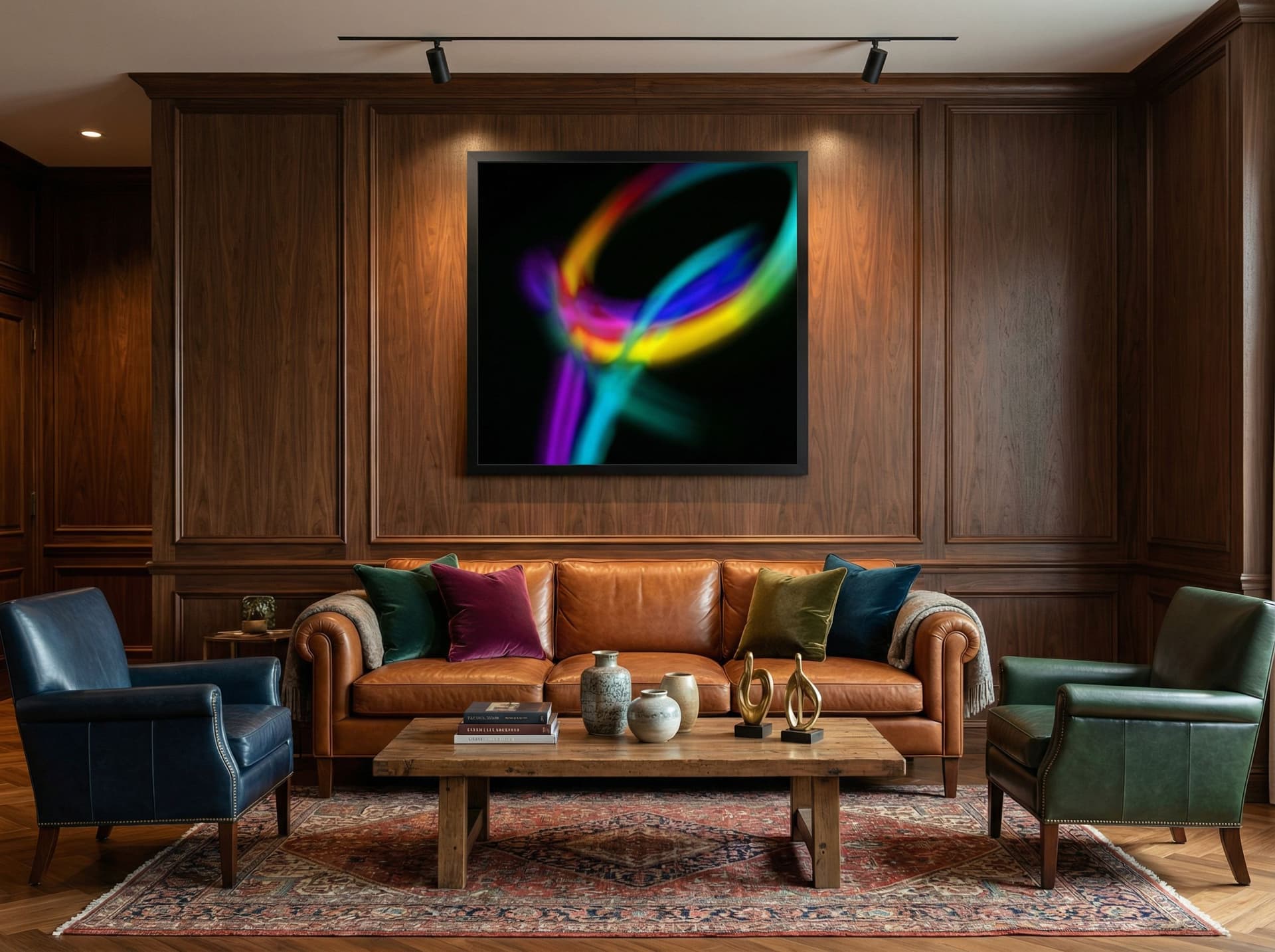 AI generated: 

Put this work of art as a 24x18 inch fine art photographic print (should appear realistic size) in...