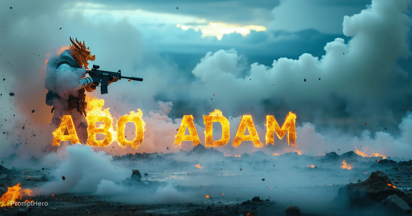AI generated: ultra detailed esports banner, PUBG style warrior holding a mythical golden dragon M416 engulfed in ...