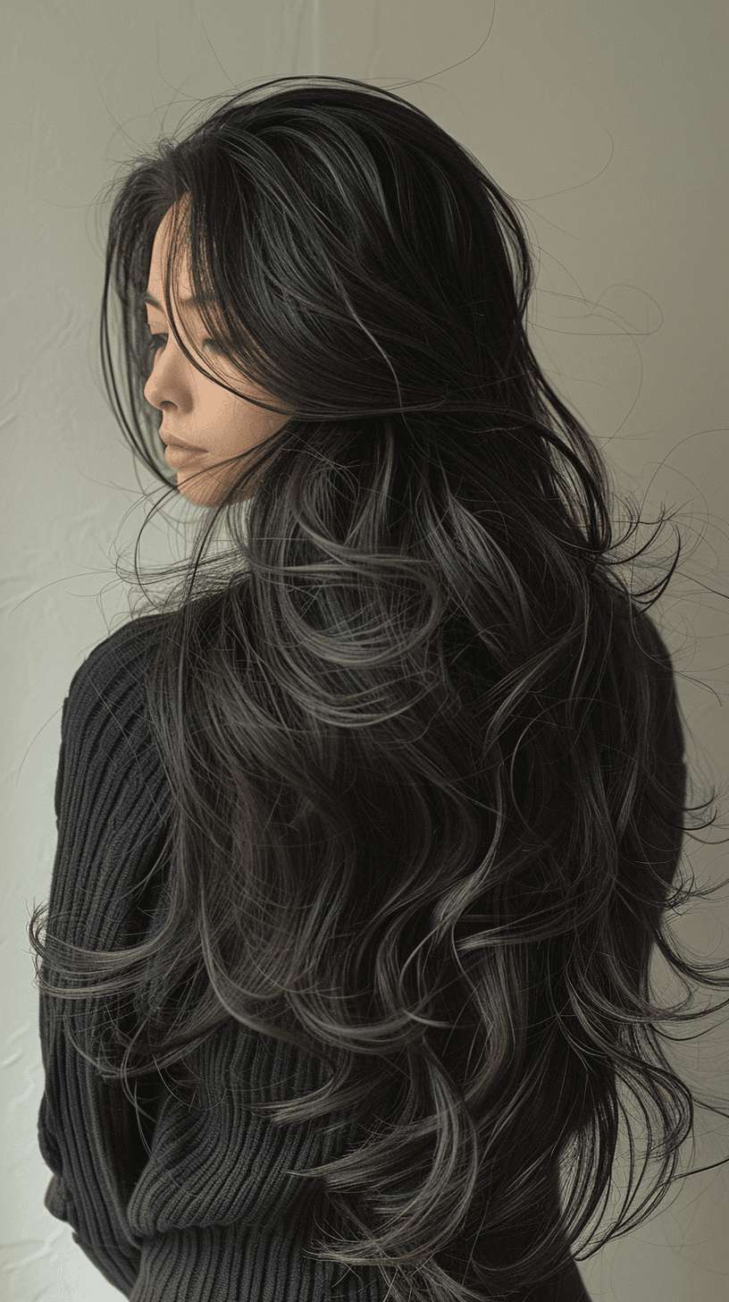 AI generated: woman with beautiful long brown hair, in the style of kenro izu, meticulous technique, magewave, hal...