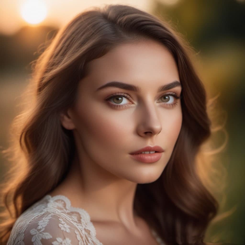 AI generated: portrait, young woman, stunning ukrainian woman, high quality, evening light, detailed.