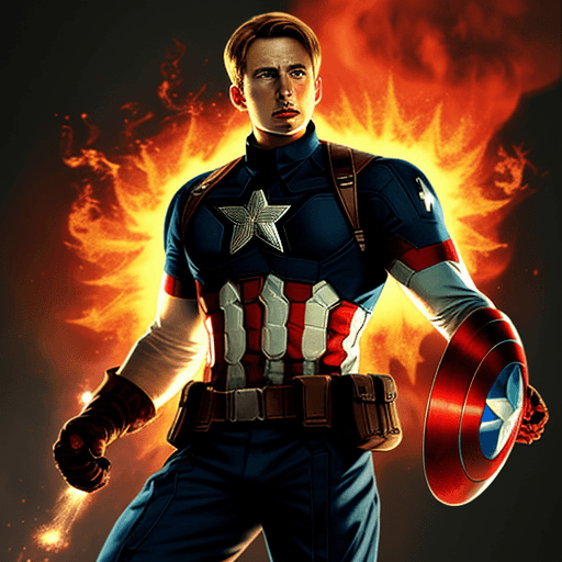 AI generated: Captain America in flames