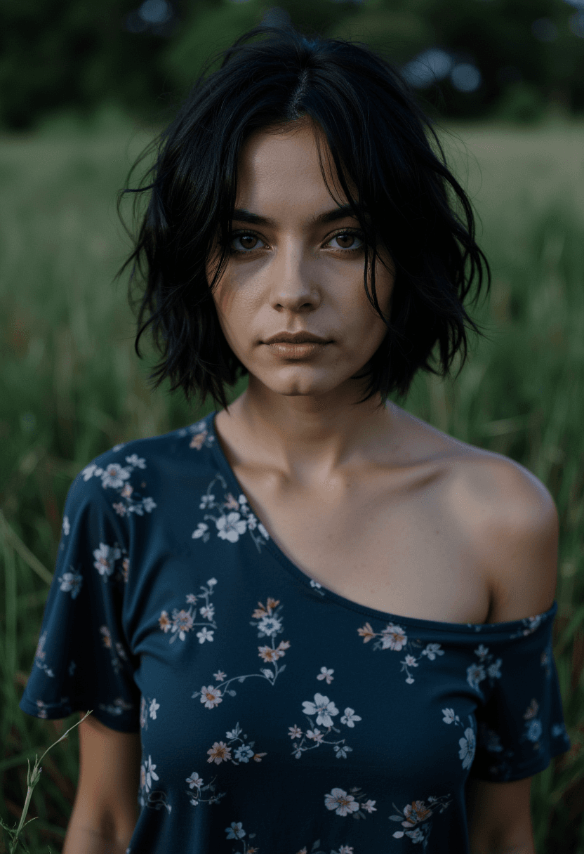AI generated: A woman stands before you, her gaze direct and unflinching as she meets your own. Hazel eyes sparkle...