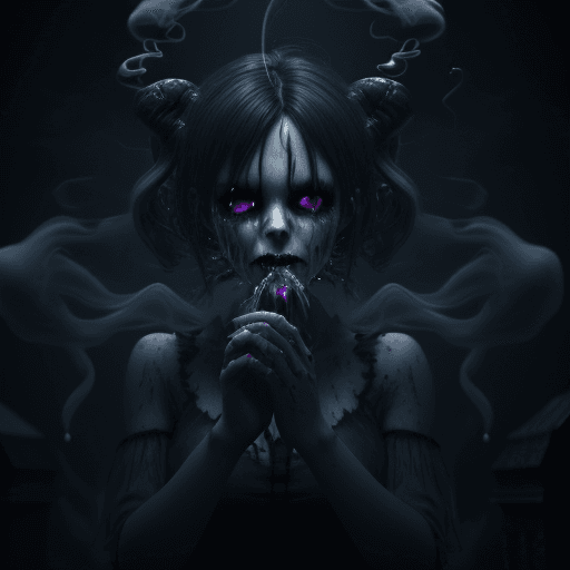 AI generated: 3d render smoke swirling horror female demon Ghost dripping plasma, disintegrating, ghost in swirlin...