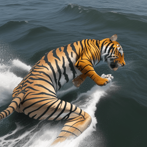 AI generated: tigre en el medio del mar dentro de bote