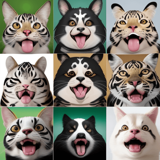 AI generated: Generate a series of comical meme faces featuring '#Animal Name' with exaggerated expressions and hu...