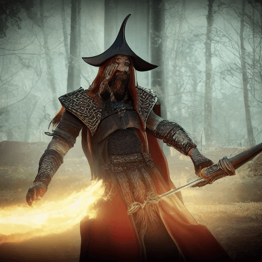 AI generated: Create a photorealistic image of a warlord wizard casting a spell. Utilize state-of-the-art techniqu...