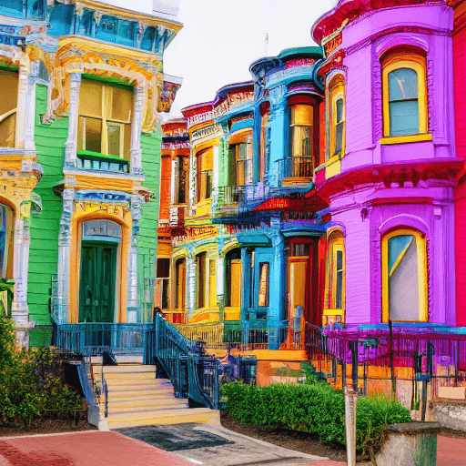 AI generated: 
Image: A row of colorful Victorian homes, each displaying unique architectural features.
Keywords: ...