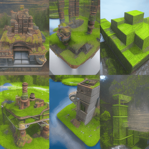 AI generated: different aspects of industrial and natural environments. Each face of the cube should showcase a bl...