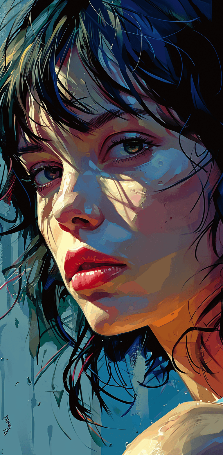 AI generated: faye holley illustration, in the style of charles burns, close-up intensity, pop art-inspired graphi...