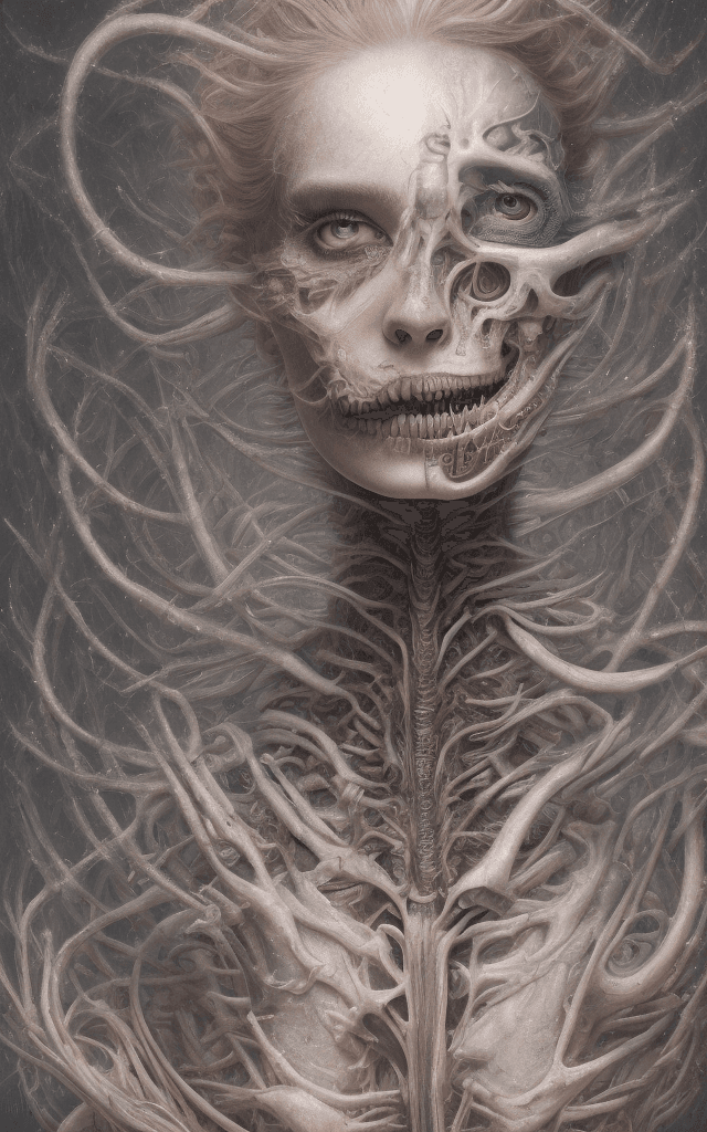 AI generated: a detailed uhd portrait of a muted blonde laser thrashed oil painting in the style of tim burton enh...