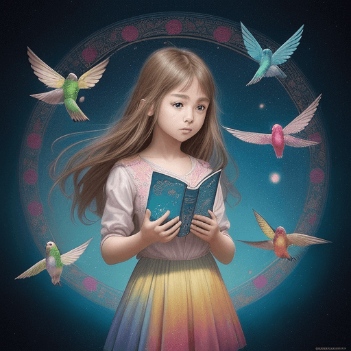 AI generated: masterpiece, concept art, Picture a scene resonating with serenity and imagination. A young girl eng...