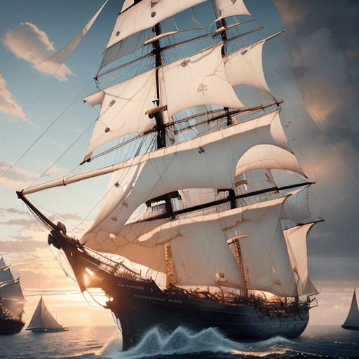 AI generated: Photo of a ultra realistic sailing ship, dramatic light, pale sunrise, cinematic lighting, battered,...