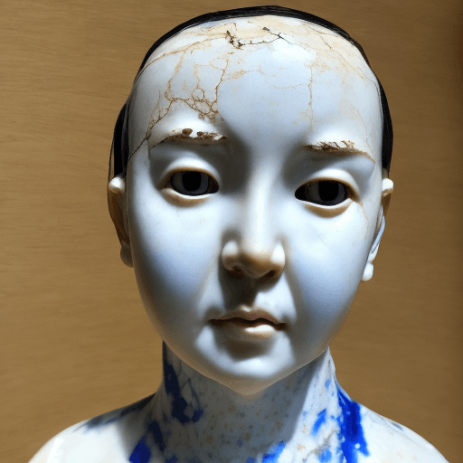 AI generated: Porcelain portrait, repaired using Kintsugi.