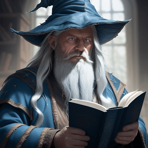 AI generated: award winning waist up photo of a rugged fantasy wizard, 8K, wizard hat, wearing torn wizard robes, ...