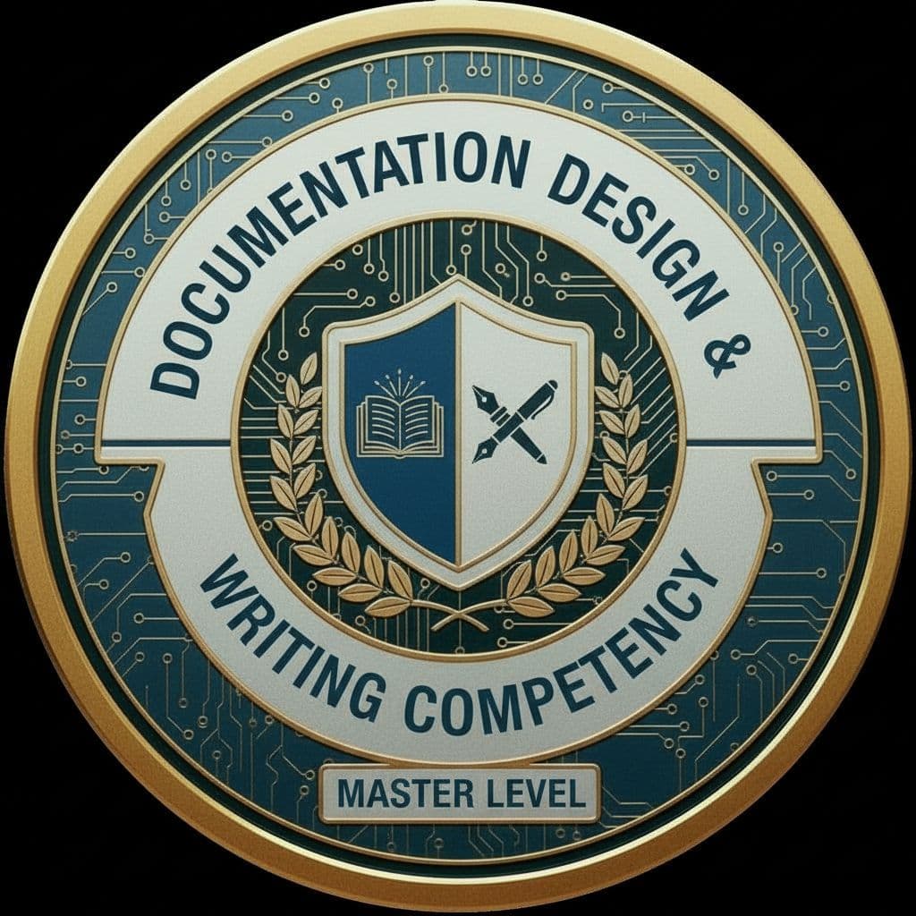 AI generated: Using the input image as a template only, generate a badge for documentation competency, it should b...
