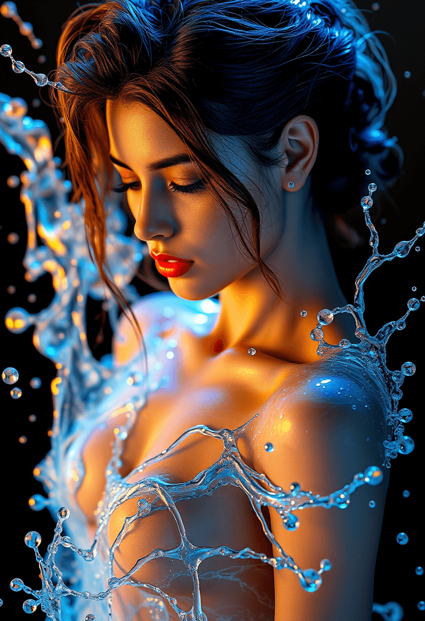 AI generated: stunning feminine body, commercial image, beautiful girl from Spain|holographic photography shoots, ...