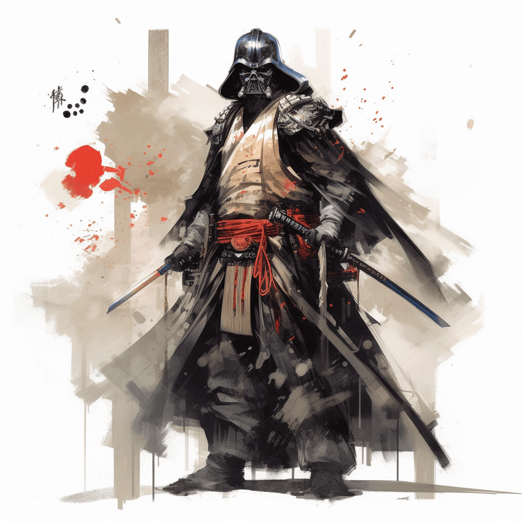 AI generated: star wars darth vader samurai, concept design sheet, white background, style of yoji shinkawa  --upl...