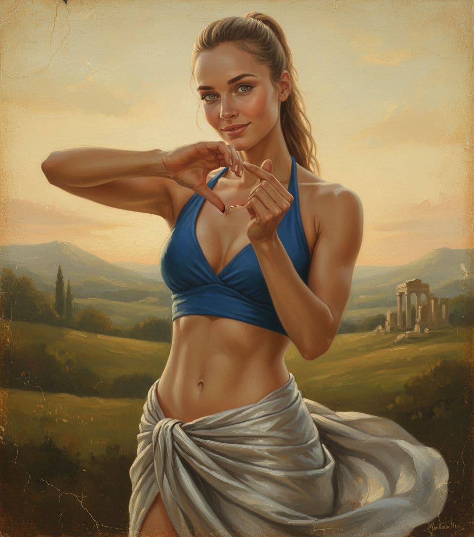 AI generated: Neo-classical style painting, painted in Montmartre by an unknown artist of a semi muscular woman, g...