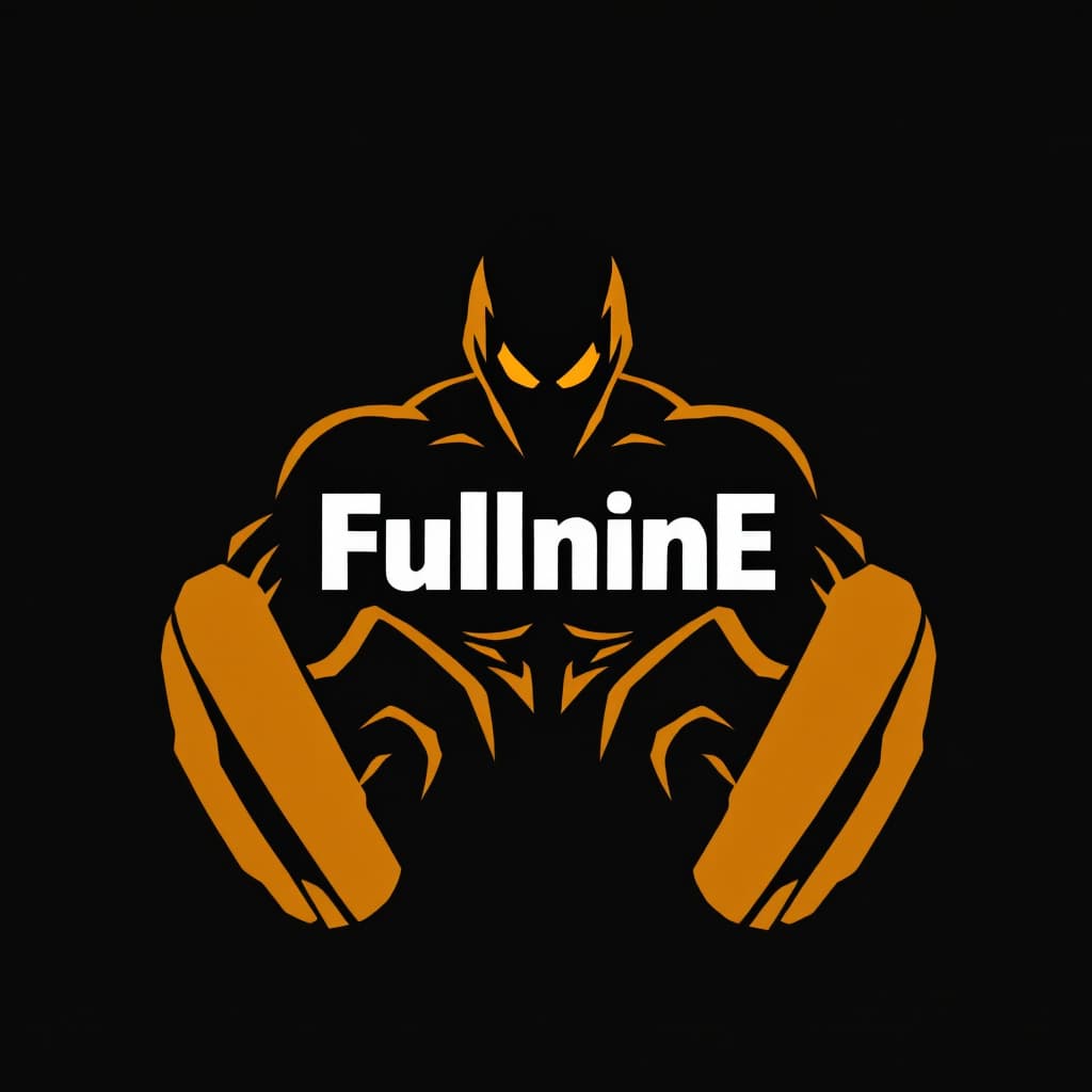 AI generated: minimalistic logo for a gym with the name FullninE in the middle of the logo. The colors have to be ...