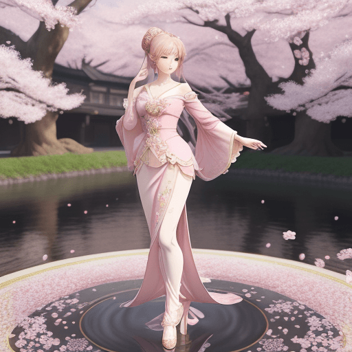 AI generated: The Fullbody elegant artwork of a graceful manga character, Manga romance, serene expression, elegan...