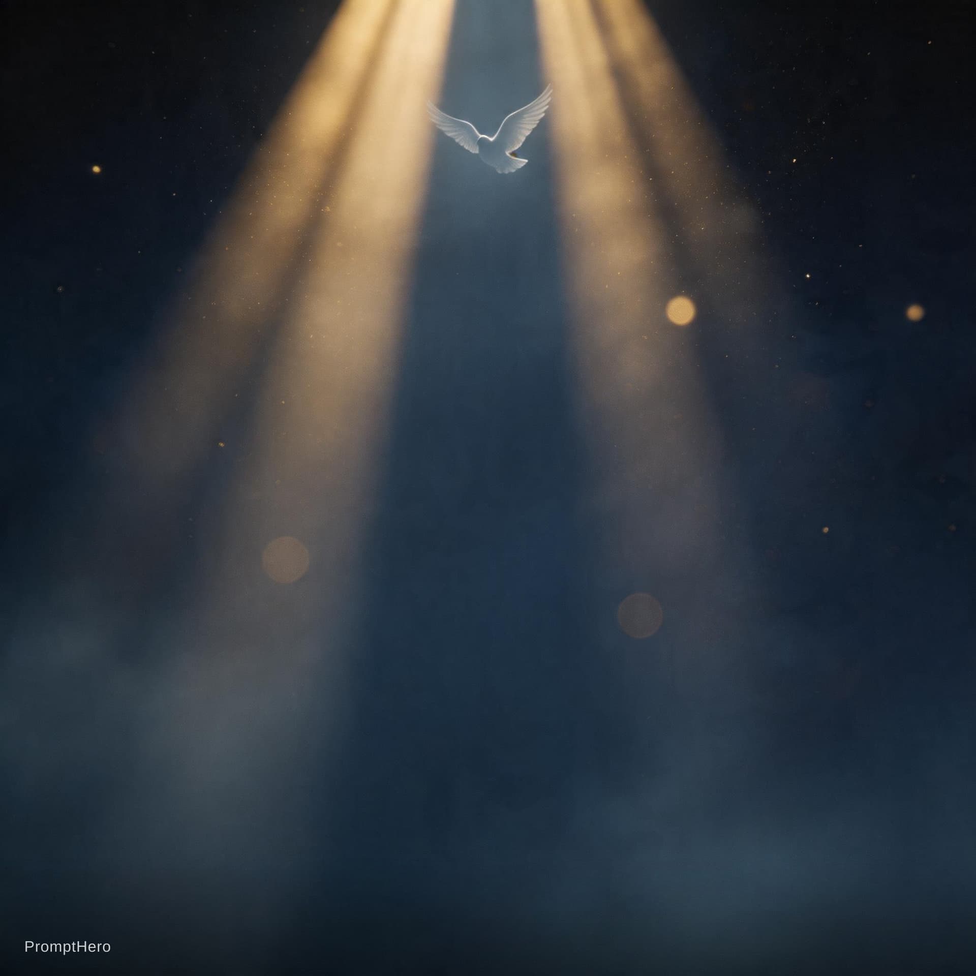 AI generated: “Cinematic vertical background, dark deep blue and black spiritual atmosphere, soft golden divine li...