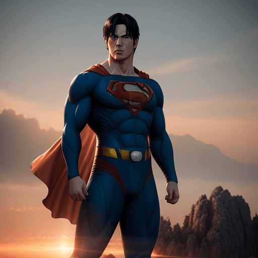 AI generated: Photo of a ultra realistic superman in naruto combination, dramatic light, pale sunrise, cinematic l...
