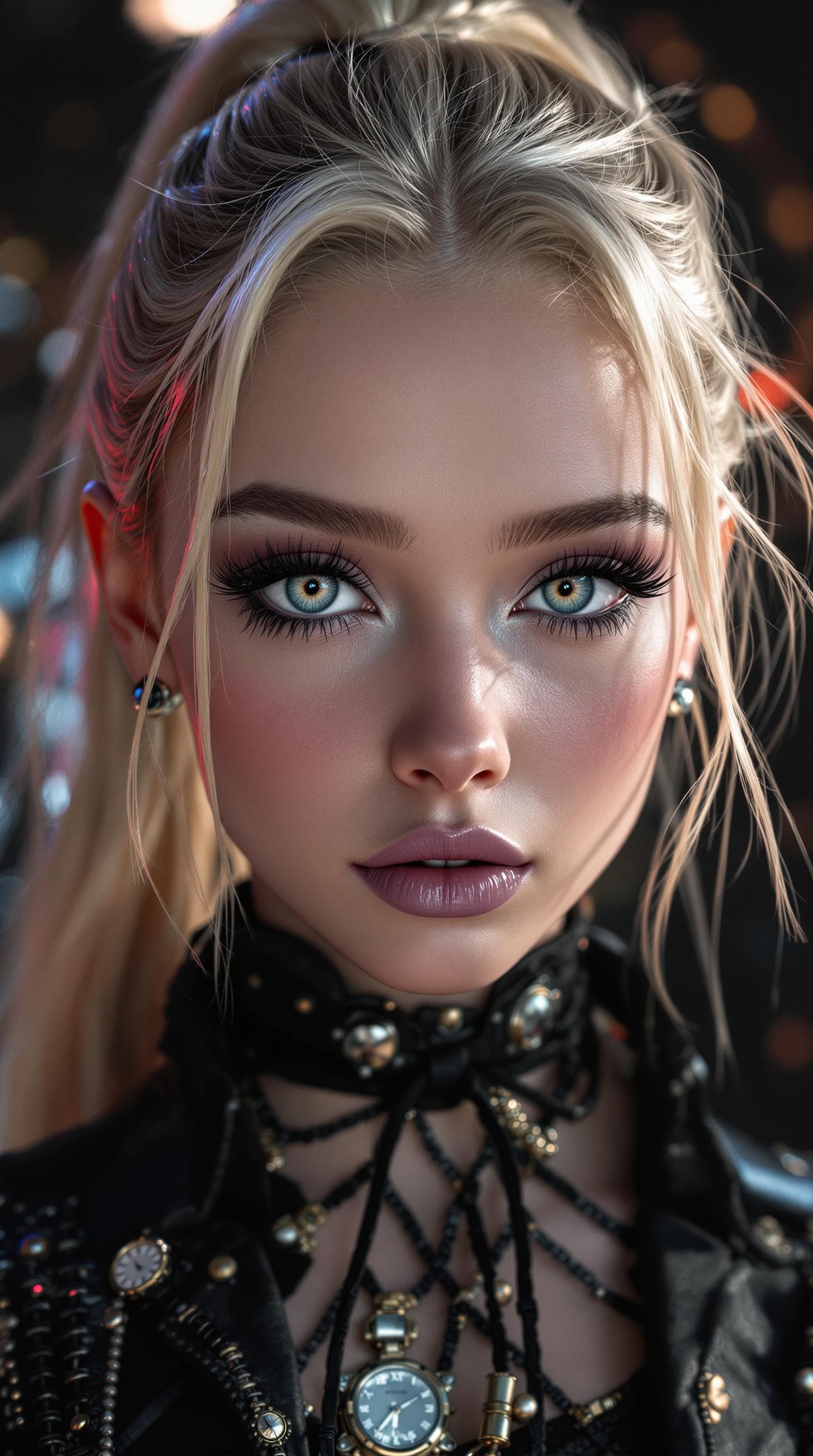 AI generated: A professional photograph capturing the world's most stunning tenth-grade girl, styled as a goth wit...
