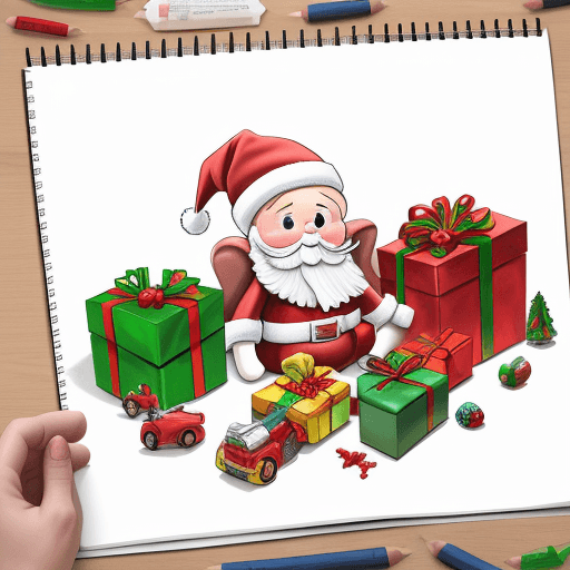 AI generated: detailed drawing of Christmas toys