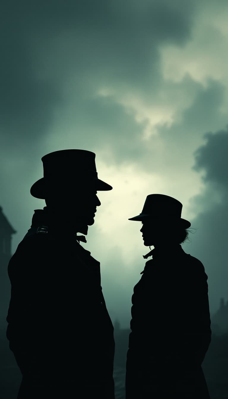 AI generated: Create an image in a Penny Dreadful comic style depicting close-up shots of police investigators fro...
