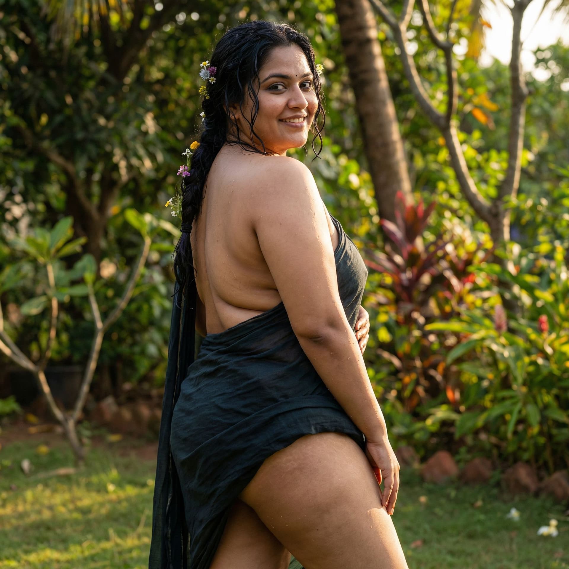 AI generated: a full rear side view large big wet ass naked butt from cleavage boobs round heart shaped sexy butt ...