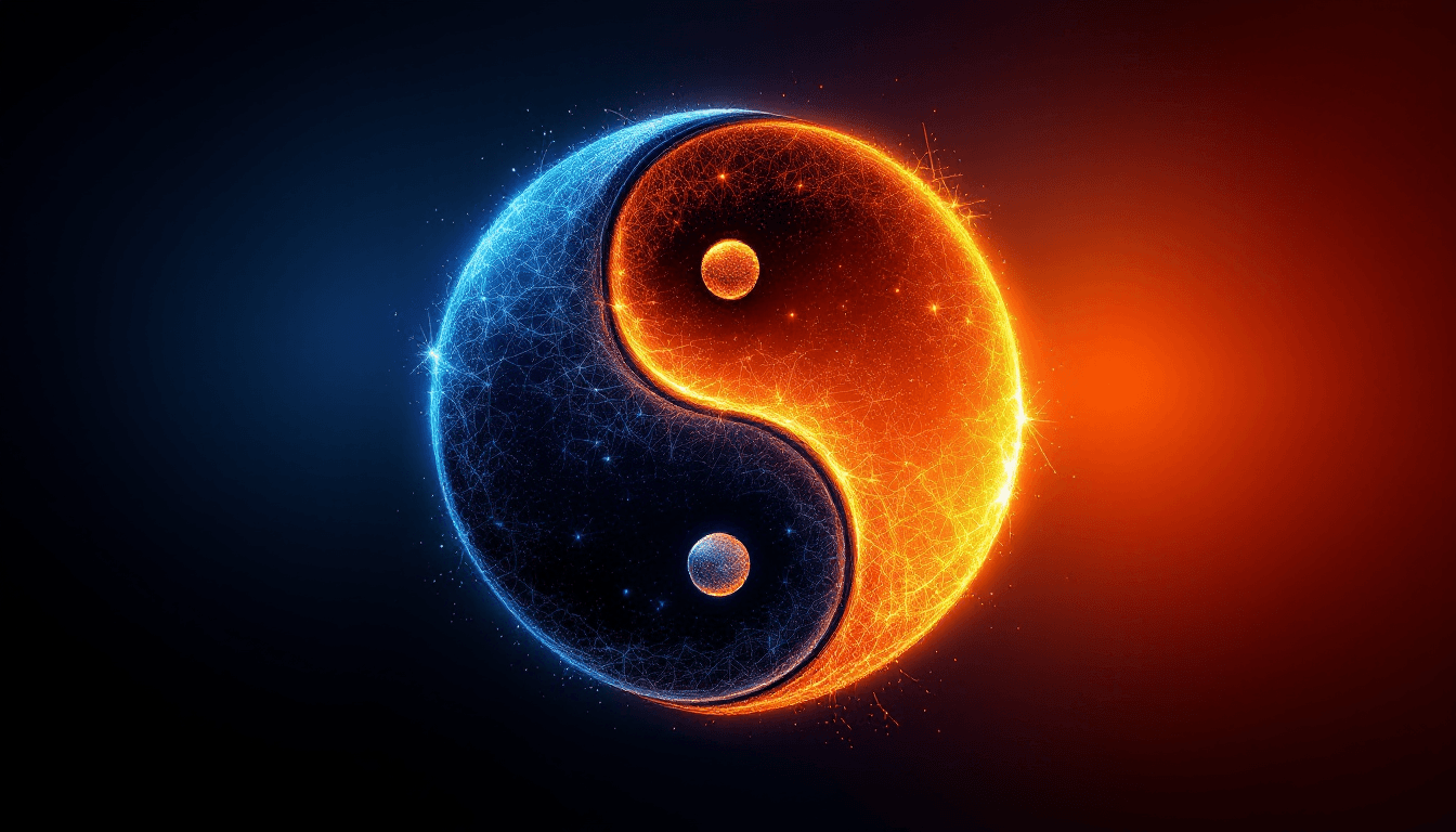AI generated: Design a captivating yin/yang wallpaper that features a bold and striking interpretation of the clas...