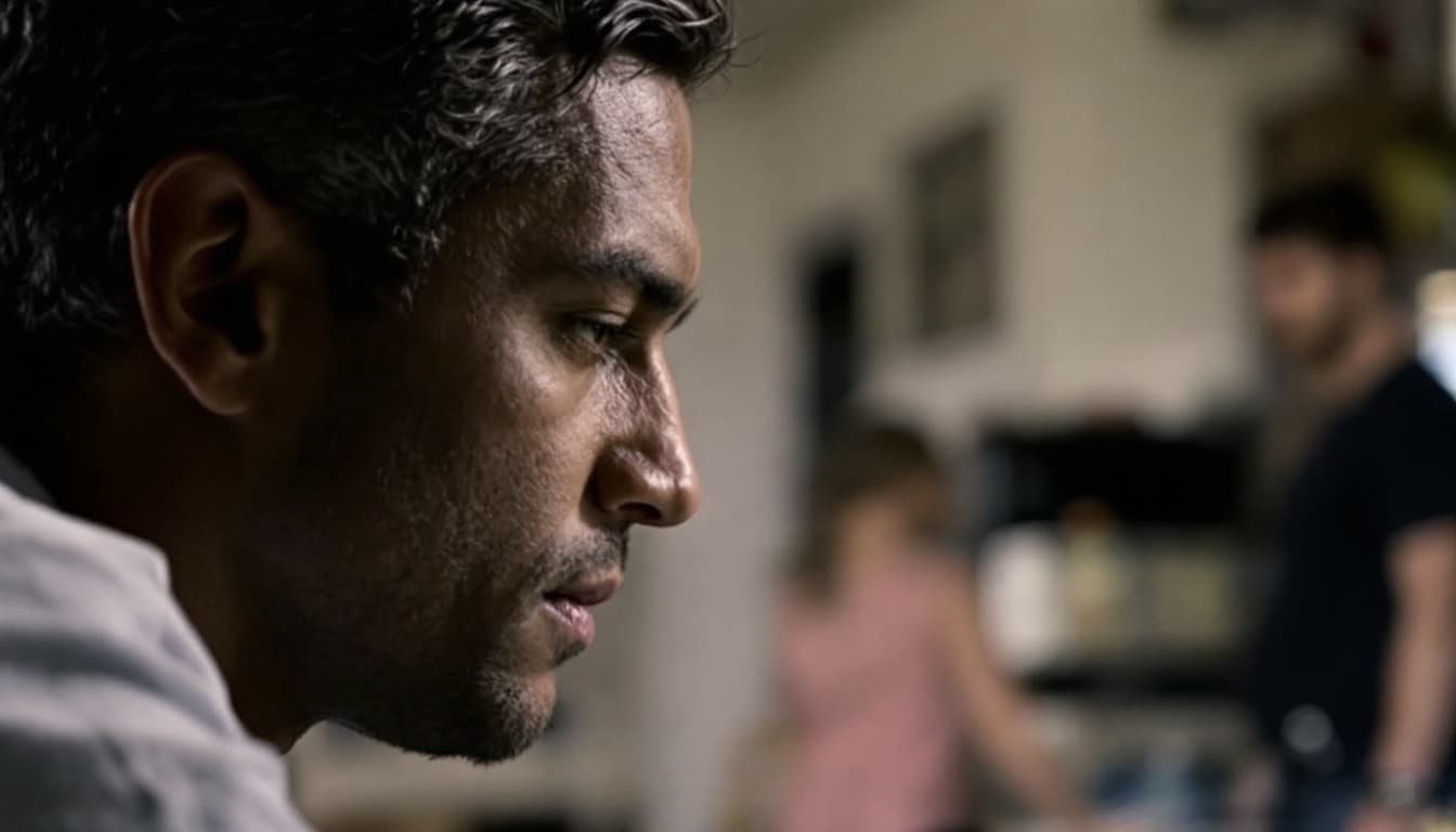 AI generated: Shot: Medium close-up
Camera angle: Side profile of the man's face, focus on the fishbowl.
Camera mo...