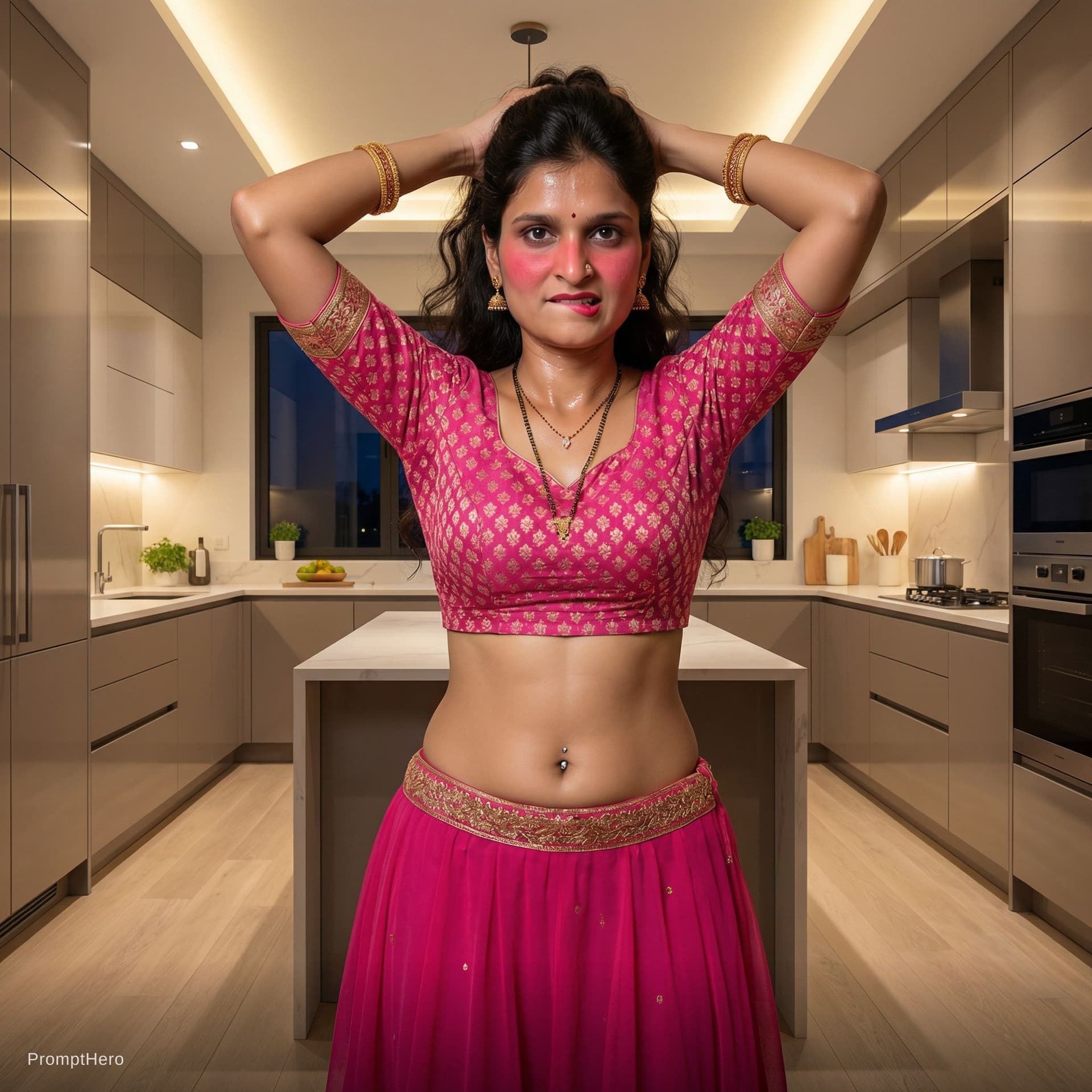 AI generated: Use the women in image, full body view from head to toe, no cropping whatsoever, complete legs and f...