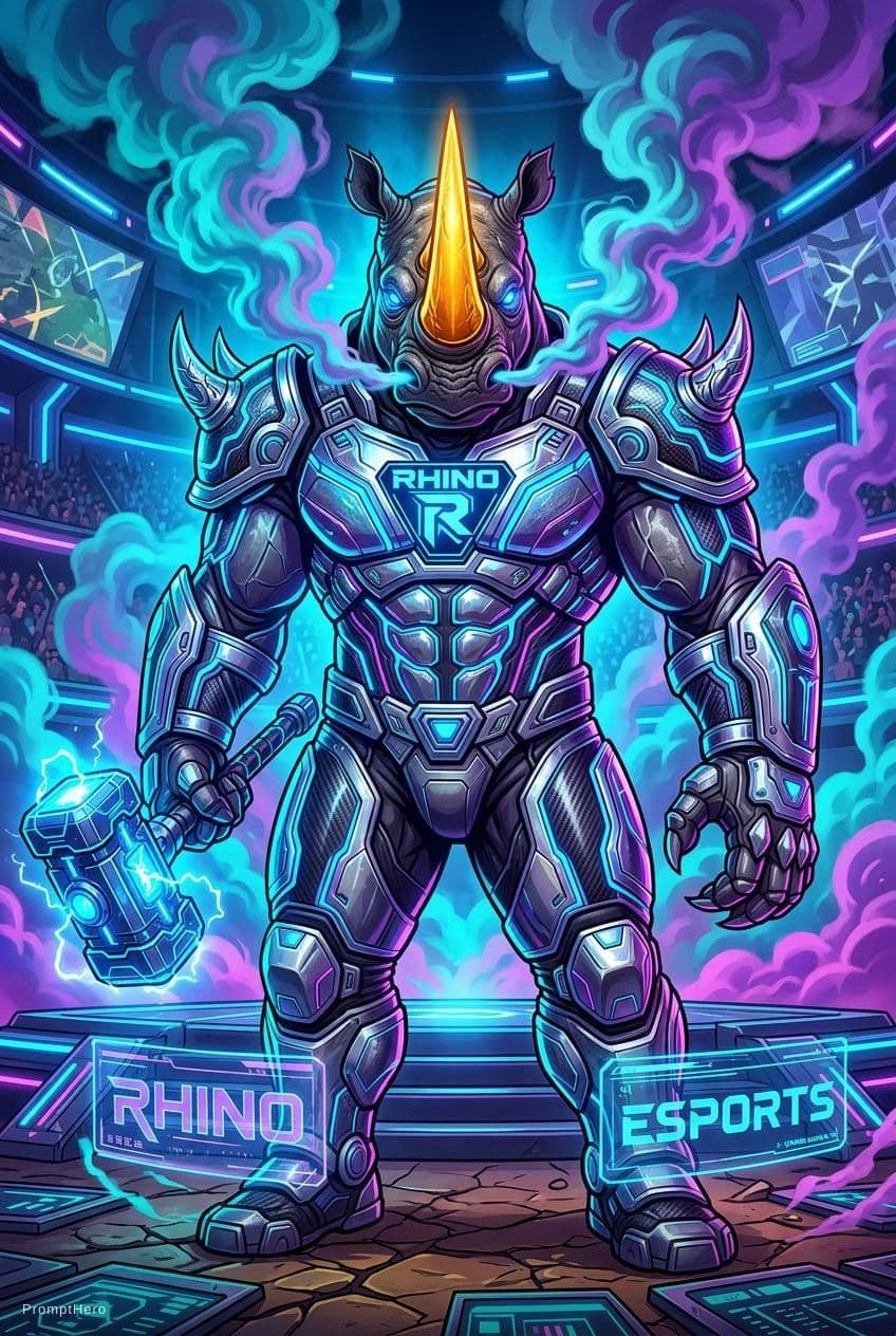 AI generated: <https://i.pinimg.com/736x/e6/be/22/e6be22f555b9fef9f08391d8ef006bd6.jpg> A Digital Rhino man with g...