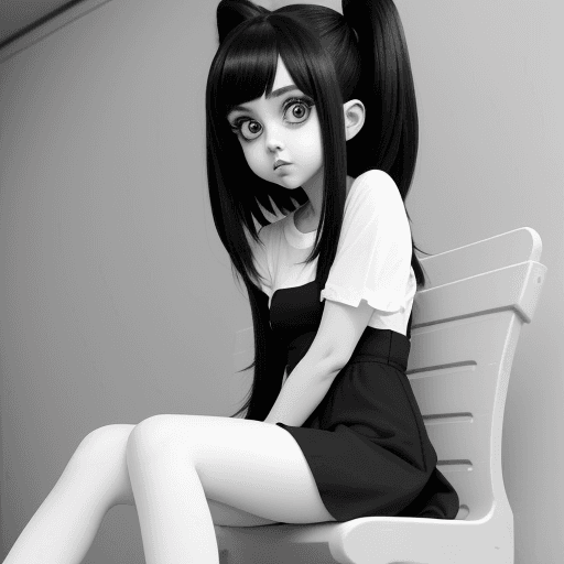 AI generated: cartoon girl, anime, cute Big eyes, beautiful outfit all over, {{{{{{black and white style}}}}}}, no...