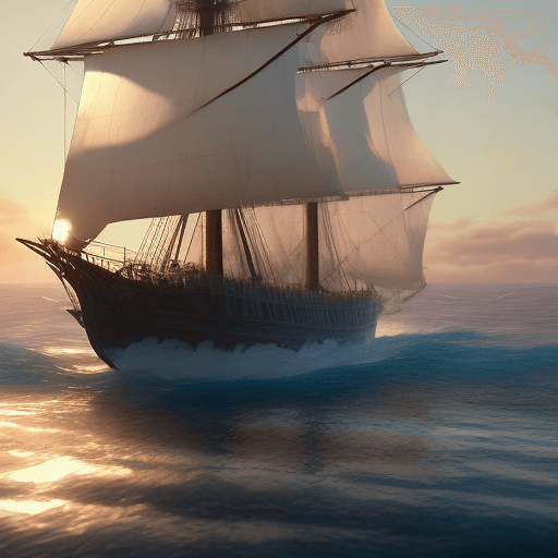 AI generated: Photo of a ultra realistic sailing ship, dramatic light, pale sunrise, cinematic lighting, battered,...