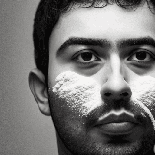 AI generated: Guilherme Boulos with face covered by wheat flour