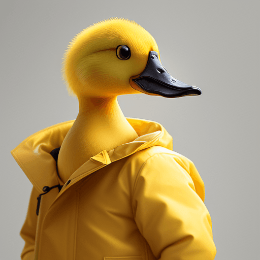 AI generated: a yellow duck wearing a coat and a detective hat