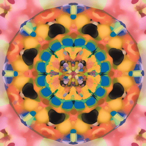 AI generated: landscape orientation kaleidoscope of realistic colorful roll up sour sweet mascot. It has arms on b...