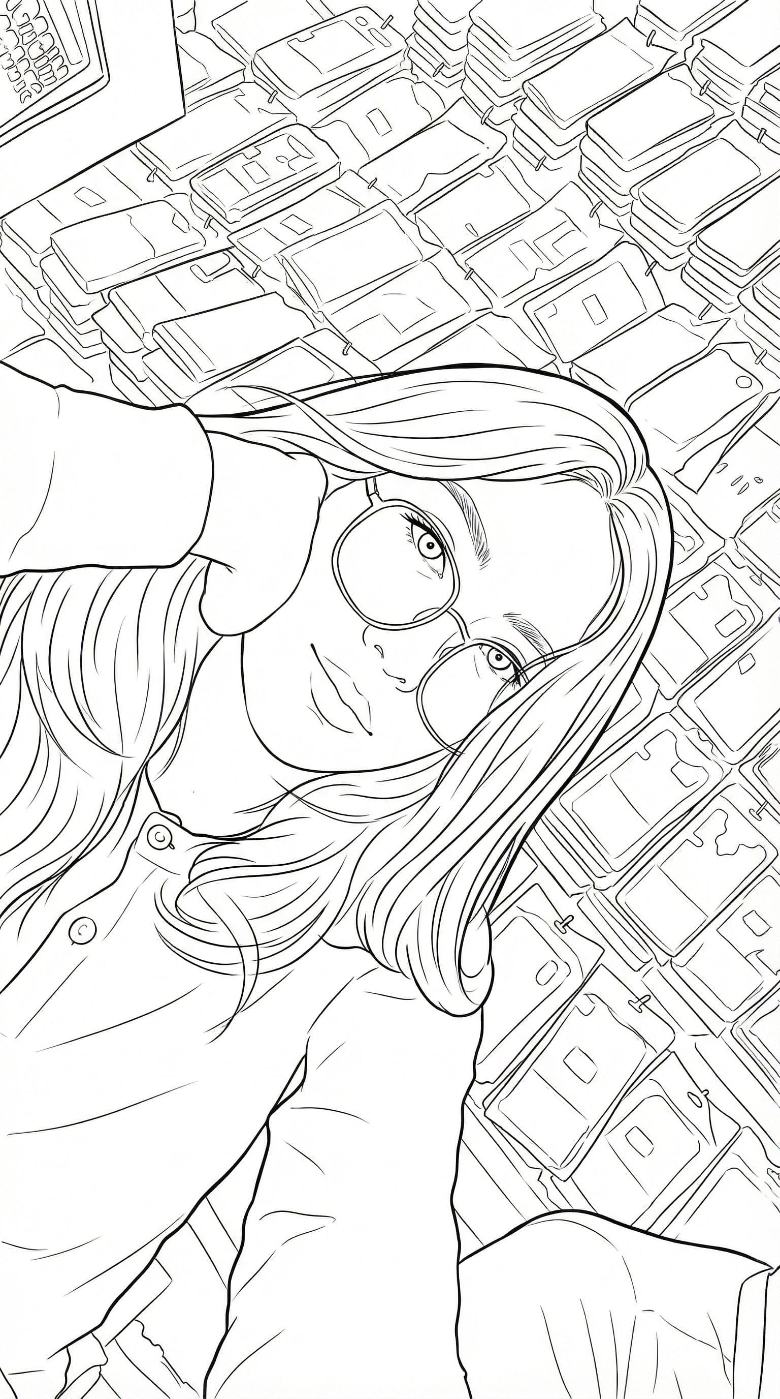 AI generated: line art drawing (((coloring book))), the making of a sex porno, featuring beautiful nude teen slut,...