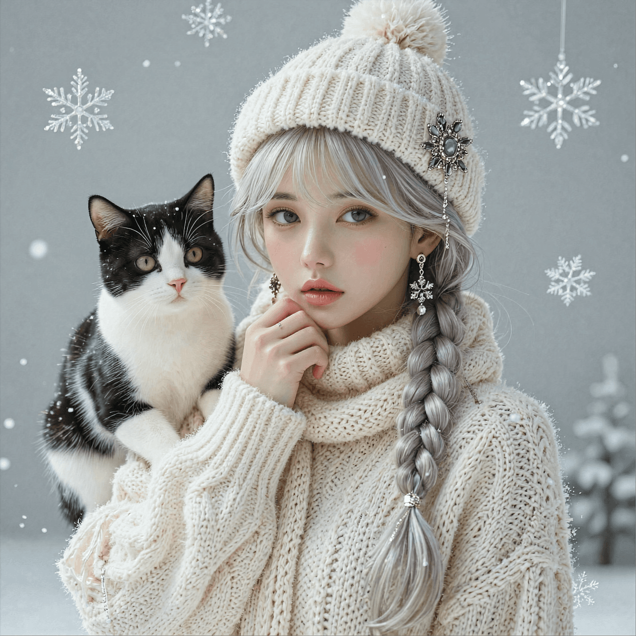 AI generated: A highly detailed, photorealistic, cinematic eye-level medium close-up portrait of a beautiful young...
