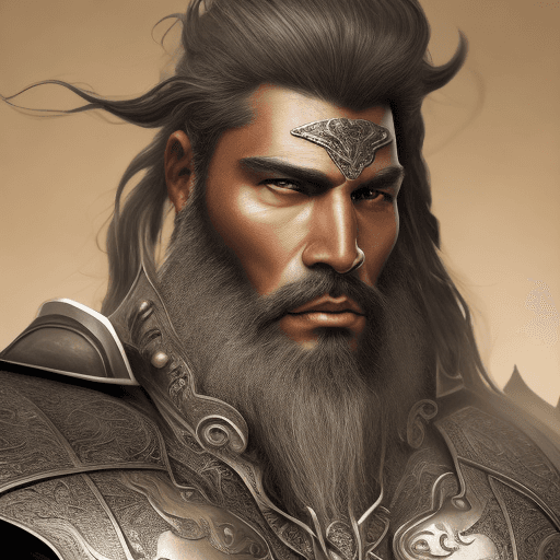 AI generated: Create a photorealistic portrait that captures the imposing presence of a tall, muscular, dark-skinn...