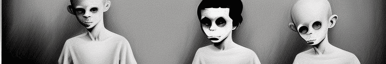 AI generated: Creepy ghostly children , A teenage Boy,. Pale faces, dark eyes, haunting stare, seemingly harmless ...