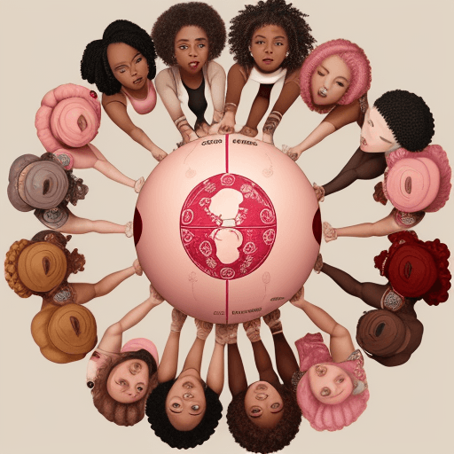 AI generated: A powerful feminist artwork featuring diverse women from various ethnicities, set against a neutral ...