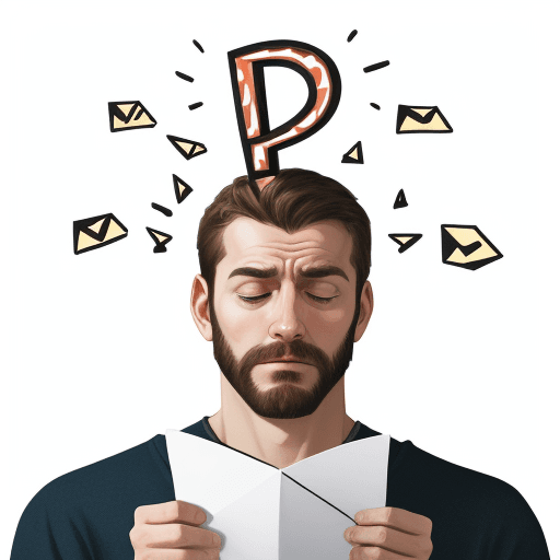 AI generated: illustration of a man thinking, lots of letters emerging from his head, letters blowing in the air, ...