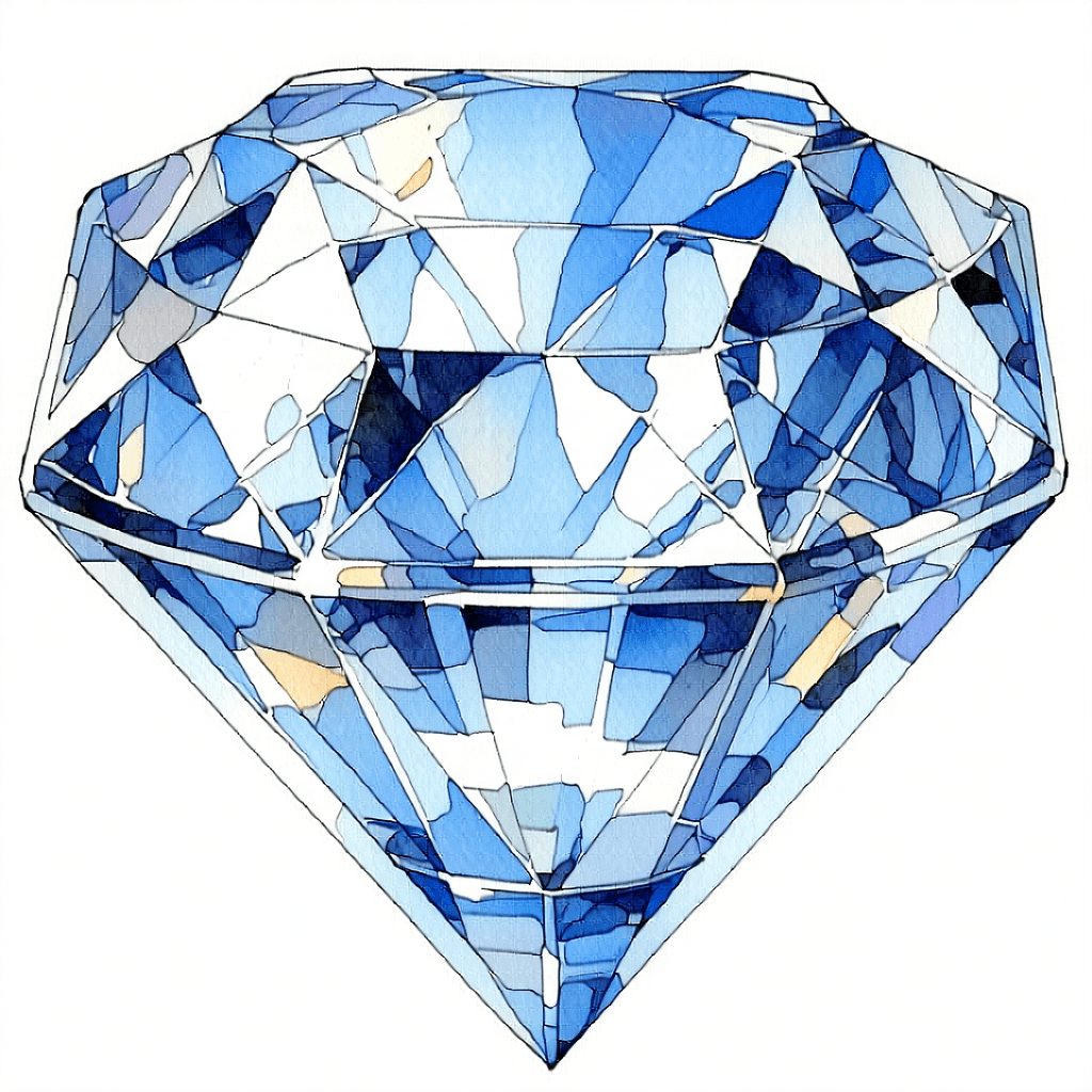 AI generated: An colouring pencil illustration of a facetted gemstone.