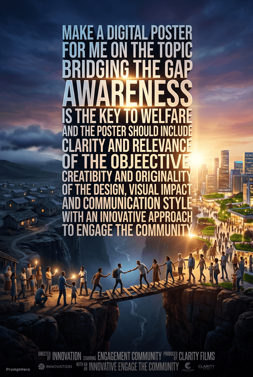 AI generated: Make a digital poster for me on the topic bridging the gap awareness is the key to welfare and the p...
