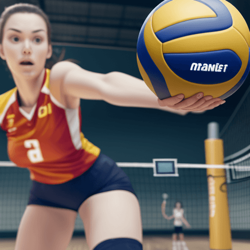 AI generated: A Smart volleyball with sensors that tracks hand positioning in the style of a product placement pho...